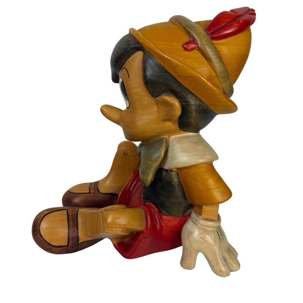 Vintage Walt Disney Productions Pinocchio Figurine Faux Wood Grain 11 Inch USA - Picture 3 of 12